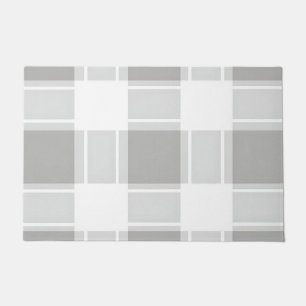 Modern Gray Tone Plaid Pattern Doormat