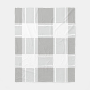 Modern Gray Tone Plaid Pattern Fleece Blanket