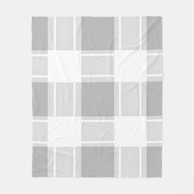 Modern Gray Tone Plaid Pattern Fleece Blanket (Front)