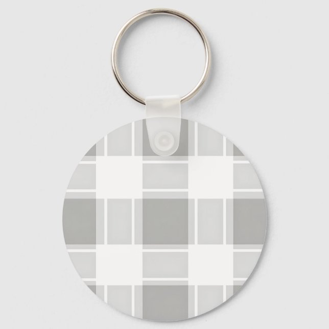 Modern Gray Tone Plaid Pattern Key Ring (Front)