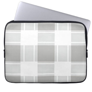 Modern Gray Tone Plaid Pattern Laptop Sleeve