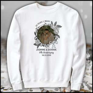 Modern Gray & White 10th Anniversary Photo Sweatshirt