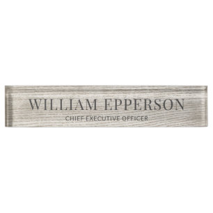 Modern Gray Wood Professional  Nameplate