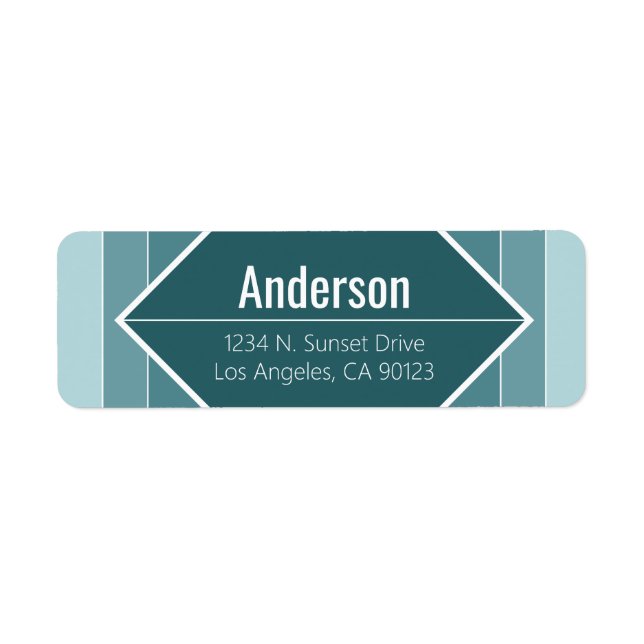 Modern Grayish Green Geometric Return Address  (Front)