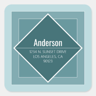 Modern Grayish Green Geometric Return Address  Square Sticker
