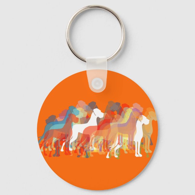 Modern Great Dane Group Key Ring (Front)