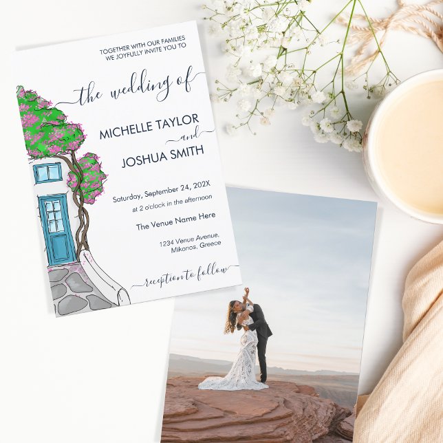 Modern Greece Greek Island Destination Wedding Invitation (Creator Uploaded)