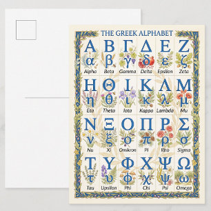 Modern Greek Alphabet Letters - Aesthetic Greece Postcard