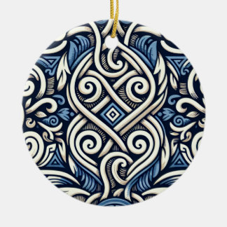 Modern Greek blue and white pattern Ceramic Tree Decoration