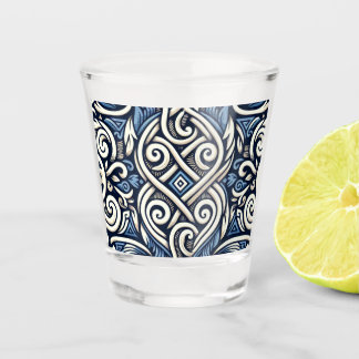 Modern Greek blue and white pattern Shot Glass