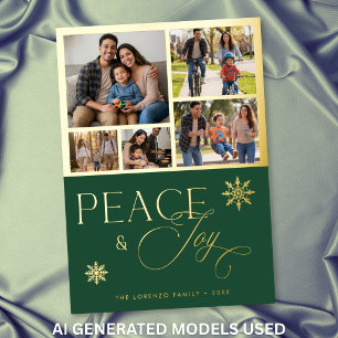 Modern Green 5 Photo Collage Peace & Joy