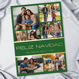 Modern Green 7 Photo Collage Feliz Navidad