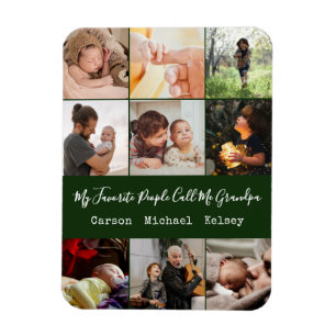 Modern Green 9 Photo Collage for Grandpa Magnet