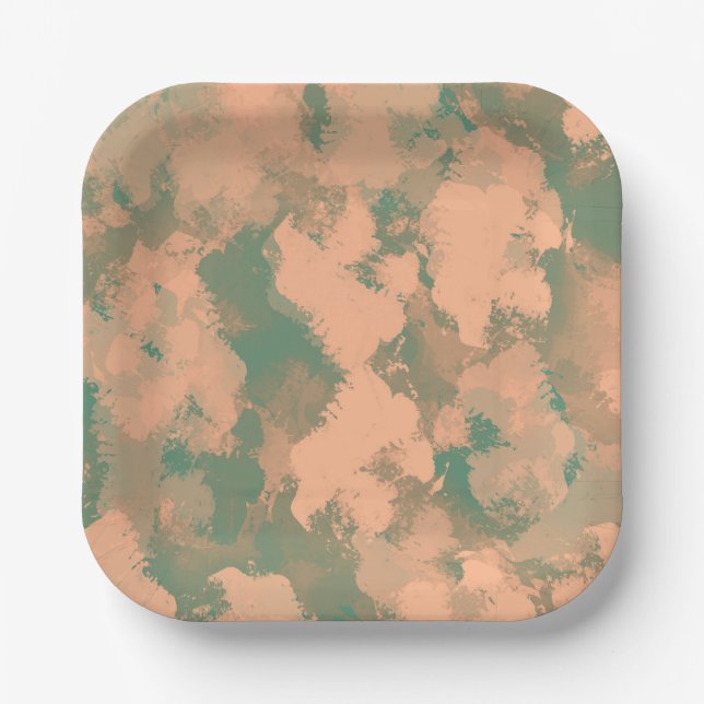 Modern Green Abstract Floral Plate (Front)