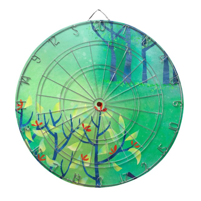 Modern Green Abstract Landscape Dartboard (Front)