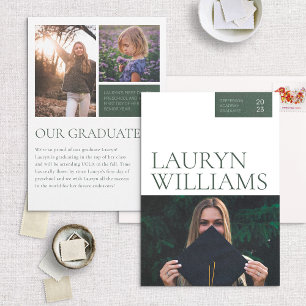 Modern Green Accent Graduation Announcement