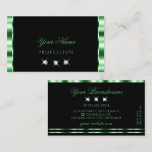 Modern Green and Black Sparkling Diamonds Stylish Business Card