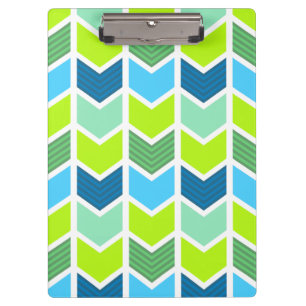 Modern Green and Blue Geometric Chevron Pattern Clipboard