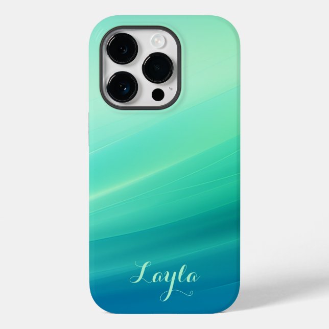 Modern Green and Blue Gradient Script Calligraphy Case-Mate iPhone Case (Back)