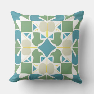 Modern Green And Blue Shapes For Everyday Decor Cushion