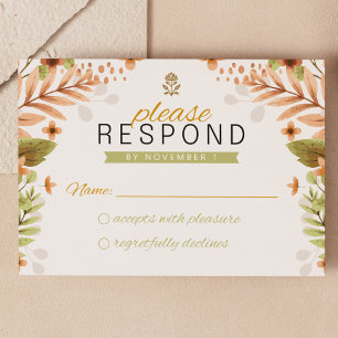 Modern Green and Brown Botanicals RSVP  Enclosure Card