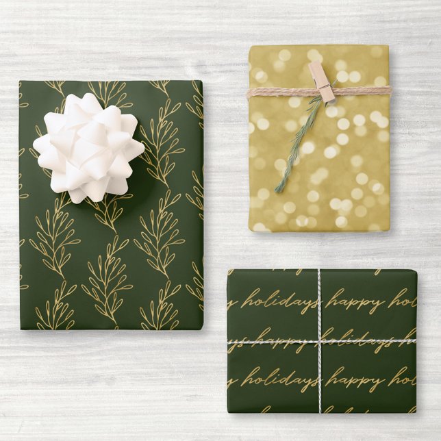 Modern Green and Gold Calligraphy Christmas Wrapping Paper Sheet (Creator Uploaded)