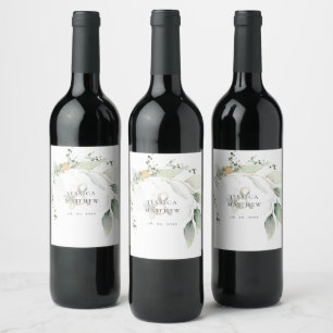 Modern Green and Gold Eucalyptus Wedding  Wine Label