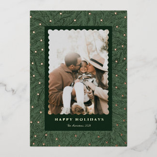 Modern Green and Gold Foil Holiday Card