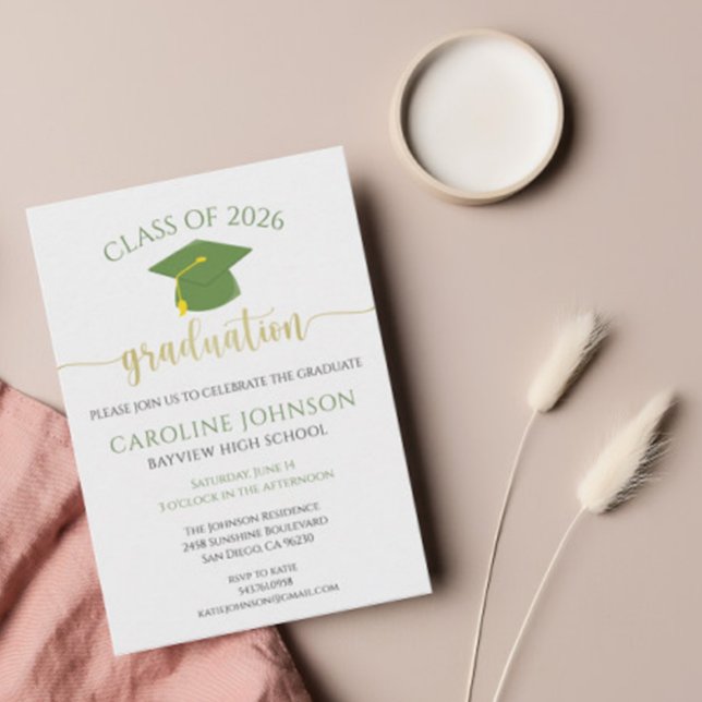 Modern Green and Gold Graduation Party Invitation (Creator Uploaded)
