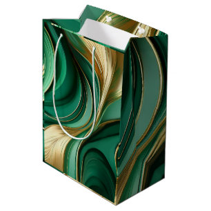 Modern Green and Gold- Medium Gift Bag