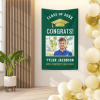 Modern Green and Gold Photo Graduation Party