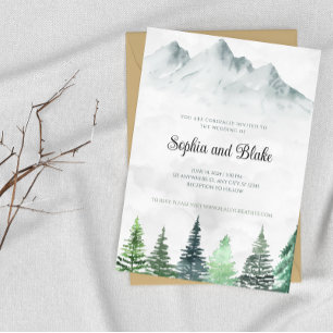 modern Green and Pink Garden Leave Wedding  Invitation
