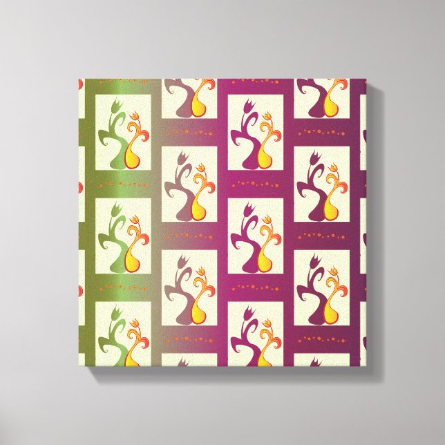 Modern Green and purple Tulip Couple pattern Canvas Print (Front)