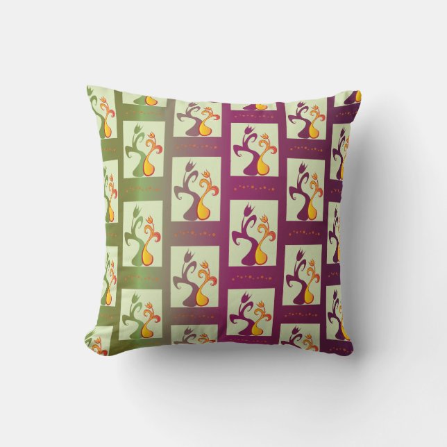 Modern Green and purple Tulip Couple pattern Cushion (Front)