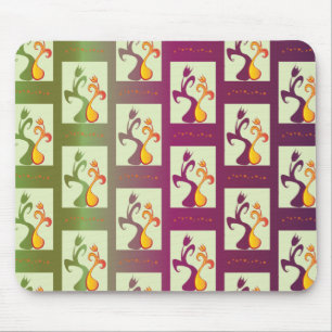 Modern Green and purple Tulip Couple pattern Mouse Pad