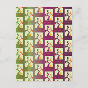 Modern Green and purple Tulip Couple pattern Postcard