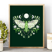 Modern Green And White Abstract Moth Illustration