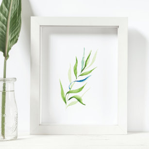 Modern Green and White Botanical Print