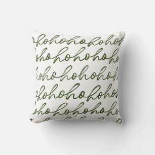 Modern Green and white Christmas Script Pattern  Cushion