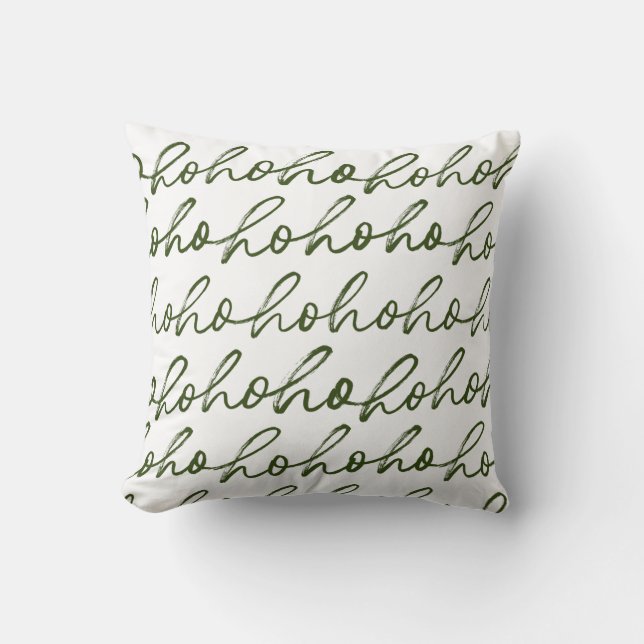 Modern Green and white Christmas Script Pattern  Cushion (Front)