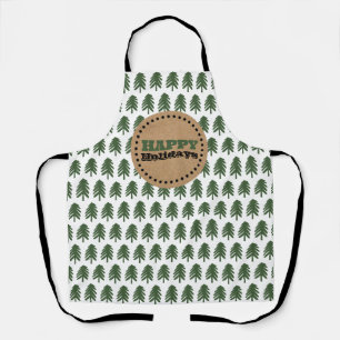 Modern Green and White Christmas Tree Apron