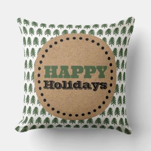 Modern Green and White Christmas Tree Cushion