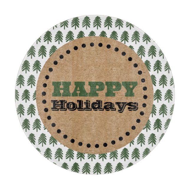 Modern Green and White Christmas Tree Cutting Board (Front)