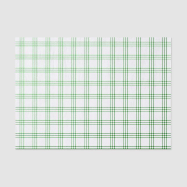 Modern Green and White Plaid Tissue Paper (Front)