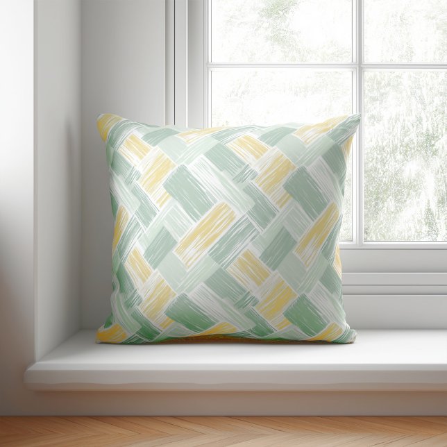 Modern Green and Yellow Abstract Cushion (Creator Uploaded)