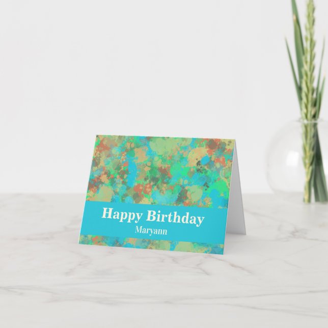 Modern Green and Yellow Drops Abstract Design Card (Front)
