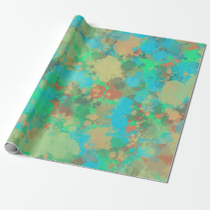 Modern Green and Yellow Drops Abstract Design Wrapping Paper