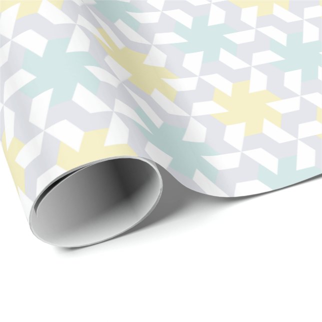 Modern Green and Yellow Pinwheel Tessellation Wrapping Paper (Roll Corner)