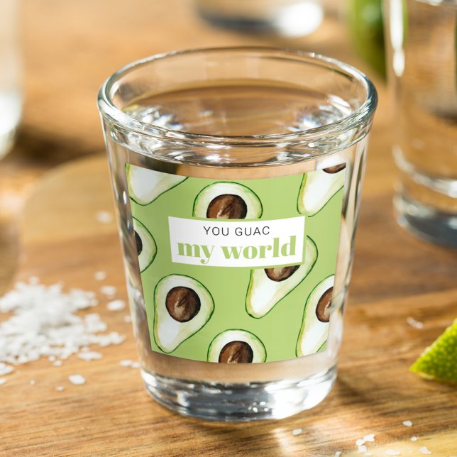 Modern Green Avocado Fun Quote Shot Glass (Creator Uploaded)