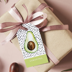 Modern Green Avocado Personalised Name  Gift Tags